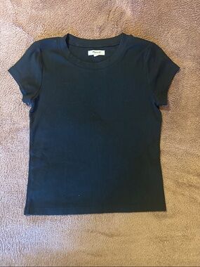 Madewell Black Ribbed Crewneck Short Sleeve Tee Medium